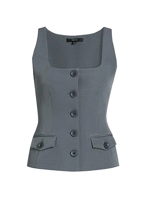 Georgia Button-Front Sleeveless Top
