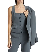 Georgia Button-Front Sleeveless Top