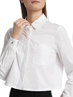 Jilly Stretch-Cotton Crop Blouse