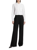 Jilly Stretch-Cotton Crop Blouse
