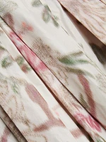 Pleated Floral Tafetta Midi Skirt