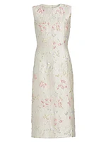 Floral Brocade Sheath Midi-Dress