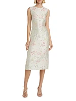 Floral Brocade Sheath Midi-Dress