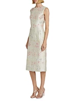 Floral Brocade Sheath Midi-Dress