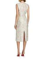 Floral Brocade Sheath Midi-Dress