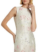 Floral Brocade Sheath Midi-Dress