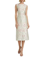 Floral Brocade Sheath Midi-Dress