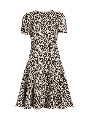 Leopard Jacquard Fit & Flare Dress