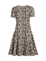 Leopard Jacquard Fit & Flare Dress
