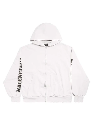 Stencil Type Regular Fit Zip-Up Hoodie