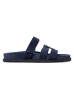 Ines Logo-Detailed Suede Slide Sandals