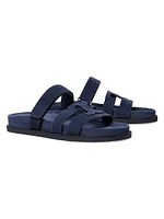 Ines Logo-Detailed Suede Slide Sandals