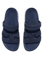 Ines Logo-Detailed Suede Slide Sandals
