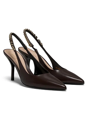 Signoria 105MM Leather Chain Slingback Pumps