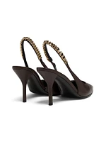 Signoria 105MM Leather Chain Slingback Pumps