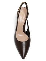 Signoria 105MM Leather Chain Slingback Pumps
