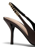 Signoria 105MM Leather Chain Slingback Pumps