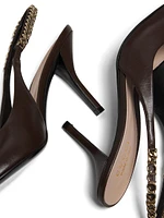 Signoria 105MM Leather Chain Slingback Pumps
