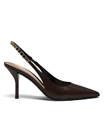 Signoria 105MM Leather Chain Slingback Pumps