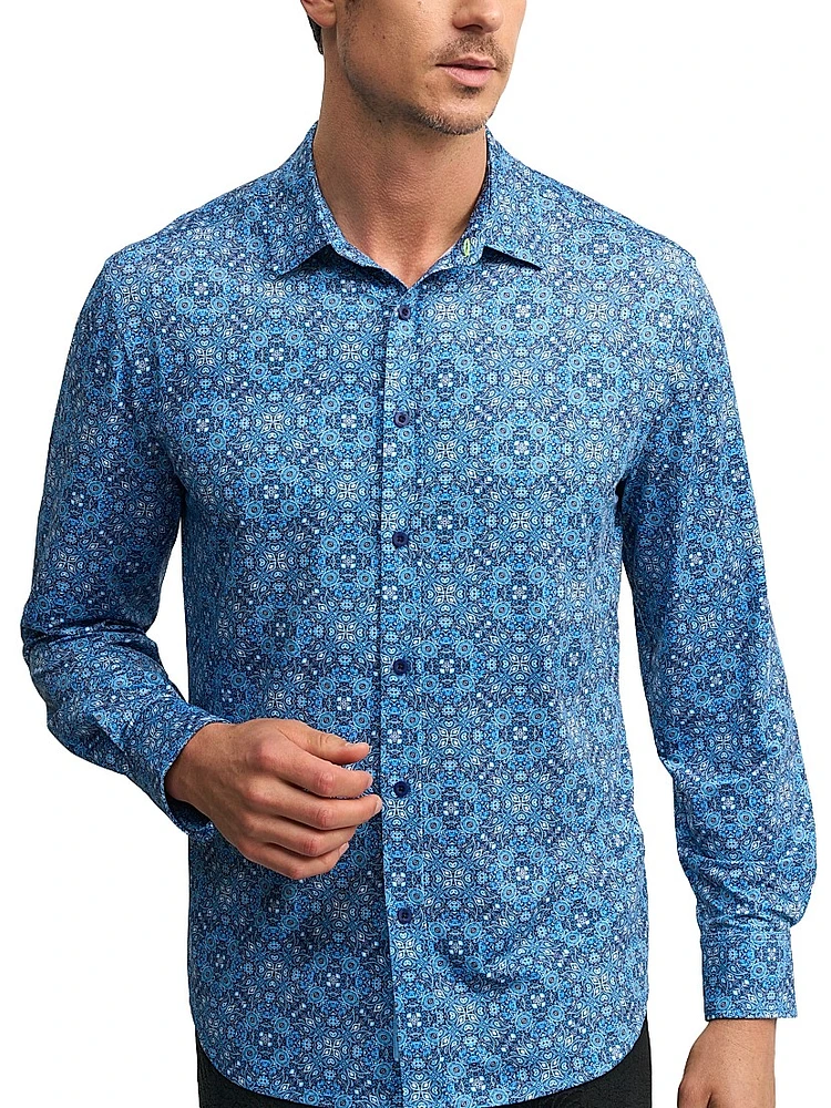 Zante Geometric Print Button-Front Shirt