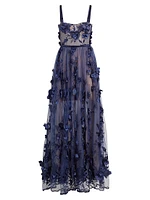 Anastasia Floral-Embellished Tulle Gown
