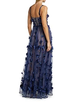 Anastasia Floral-Embellished Tulle Gown