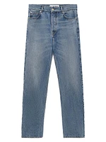 Leather Patch Straight-Leg Jeans