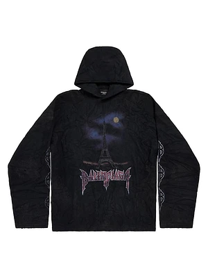 Paris Moon Crinkled Large Fit Hoodie