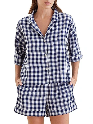 Seersucker Gingham Boxer Pajamas