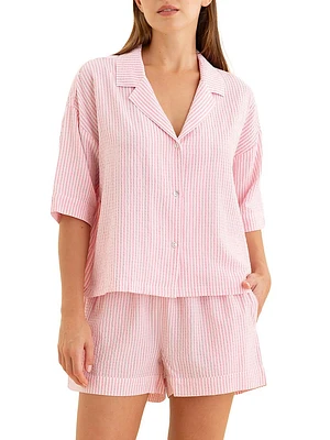 Sabine Seersucker Stripe Boxer Pajamas