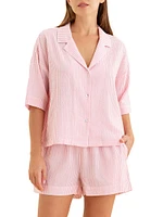 Sabine Seersucker Stripe Boxer Pajamas