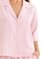 Sabine Seersucker Stripe Boxer Pajamas