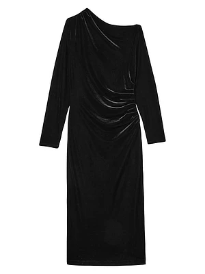 Brooke Velvet Drape Midi-Dress