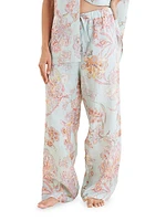 Coco Resort Floral Linen Wide-Leg Pants