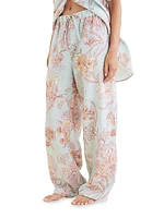 Coco Resort Floral Linen Wide-Leg Pants