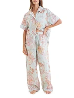 Coco Resort Floral Linen Wide-Leg Pants