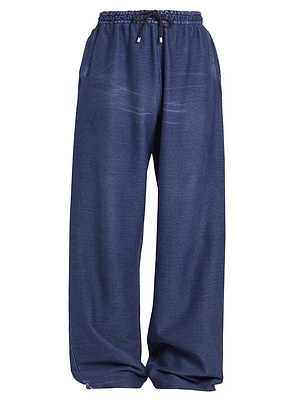 Cotton Drawstring Straight-Leg Pants