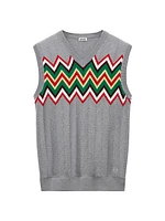 Chevron Stretch Wool Sleeveless Sweater