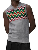 Chevron Stretch Wool Sleeveless Sweater