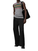 Chevron Stretch Wool Sleeveless Sweater