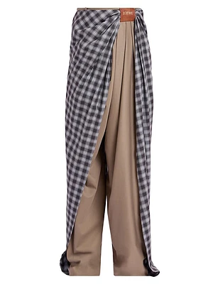 Cotton-Blend Draped Wide-Leg Pants