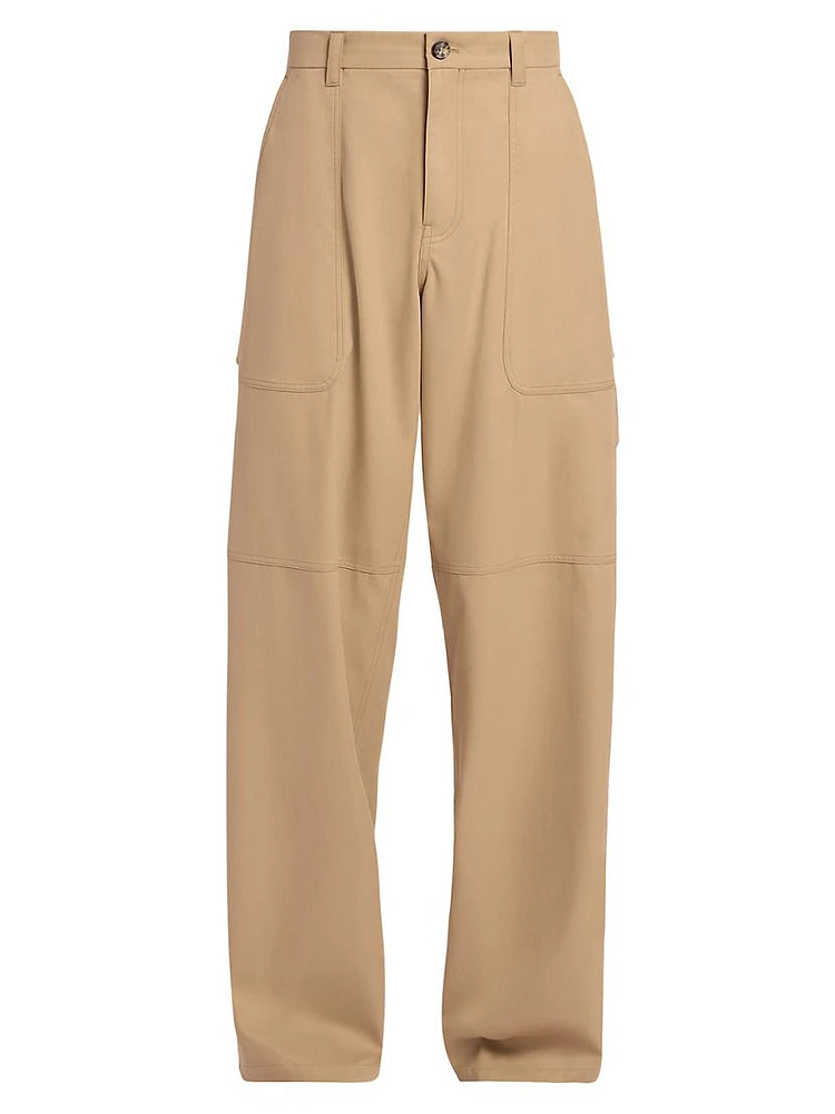 Cotton-Blend Wide-Leg Cargo Trousers