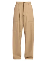 Cotton-Blend Wide-Leg Cargo Trousers