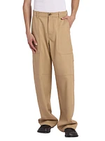 Cotton-Blend Wide-Leg Cargo Trousers