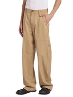 Cotton-Blend Wide-Leg Cargo Trousers