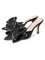 Margot 80MM Crystal-Embellished Bow Mules