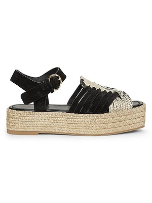 Elsa Python-Printed Leather Espadrilles
