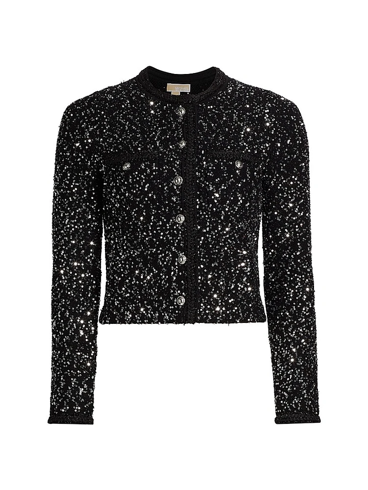 Sequined Crewneck Jacket