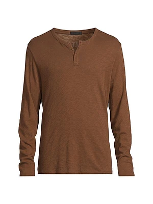 Cotton Jersey Henley T-Shirt