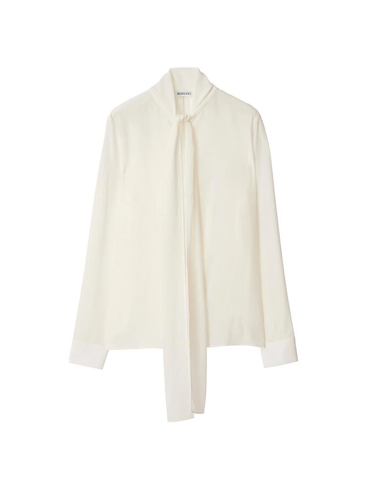 Tie-Neck Silk Blouse